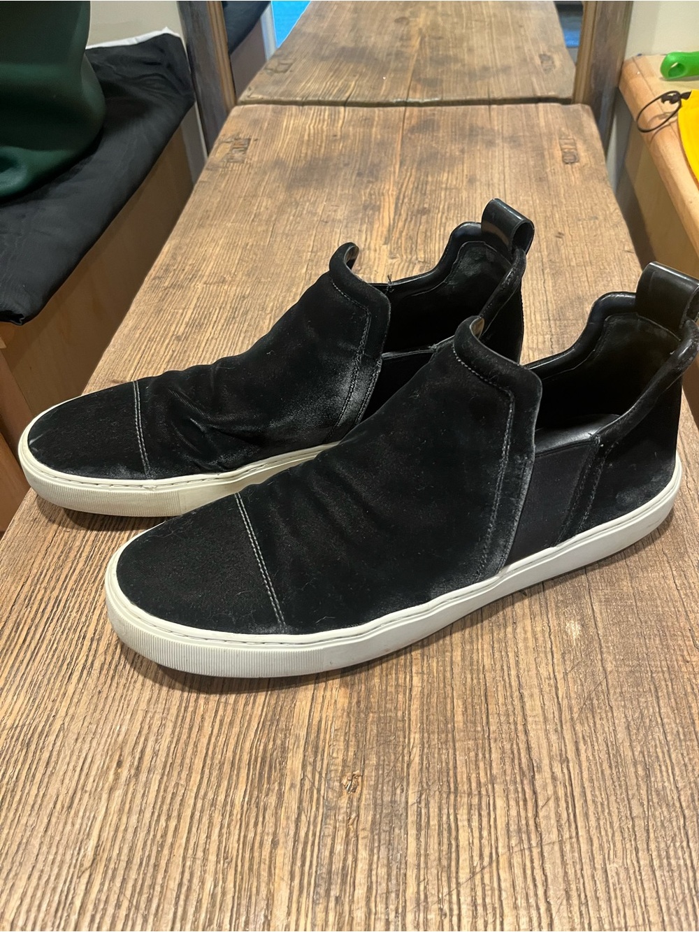 Men’s Vince Velvet Black Slip-On Sneakers